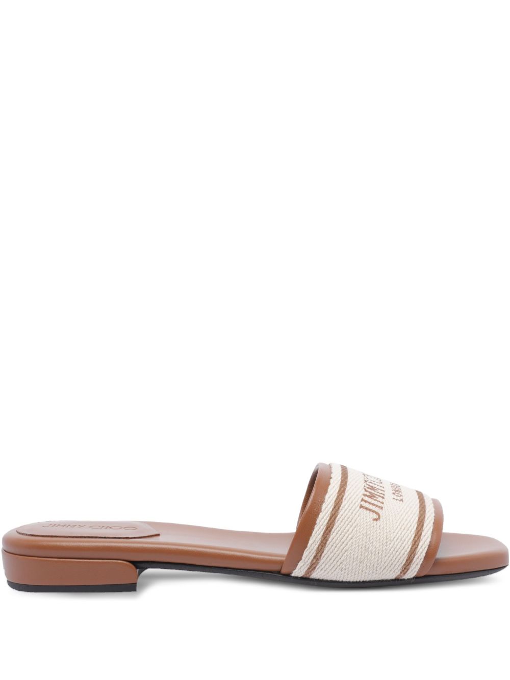 Jimmy Choo Joa Flat Canvas Slides Brown