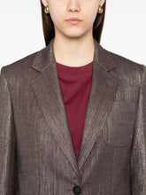Brunello Cucinelli Metallic Single-Breasted Wool Blend Blazer Silver