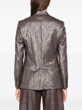 Brunello Cucinelli Metallic Single-Breasted Wool Blend Blazer Silver
