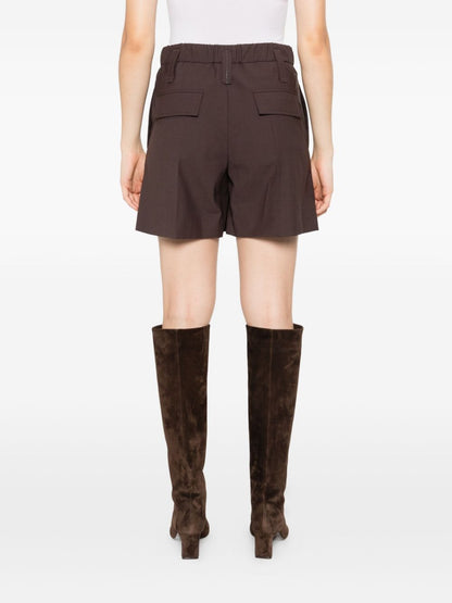 Brunello Cucinelli Pleated High-Waist Wool-Blend Shorts Brown