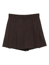 Brunello Cucinelli Pleated High-Waist Wool-Blend Shorts Brown