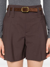 Brunello Cucinelli Pleated High-Waist Wool-Blend Shorts Brown