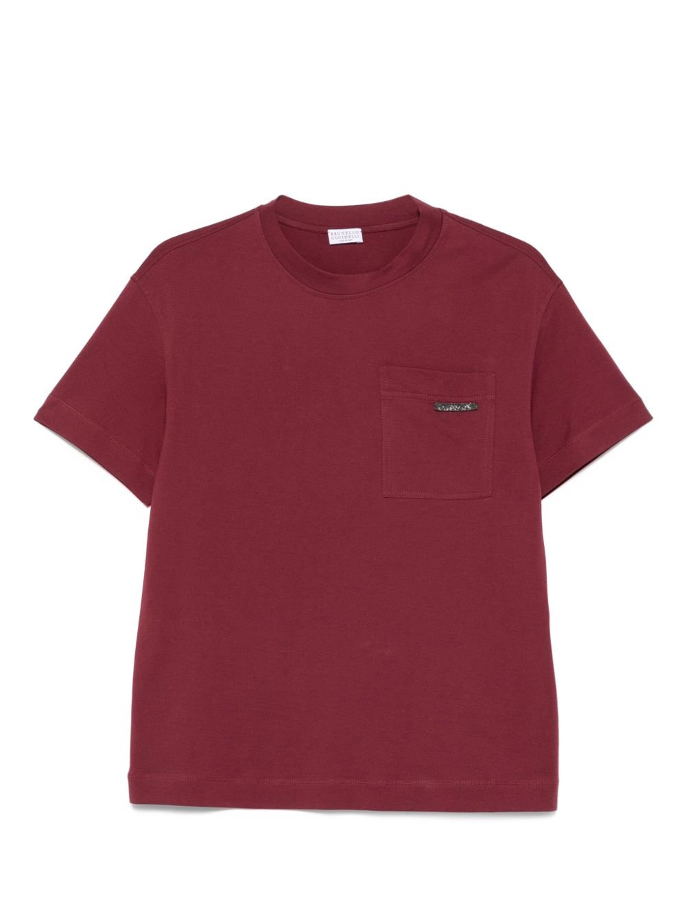 Brunello Cucinelli Cotton Jersey T-shirt with Shiny Tab Red