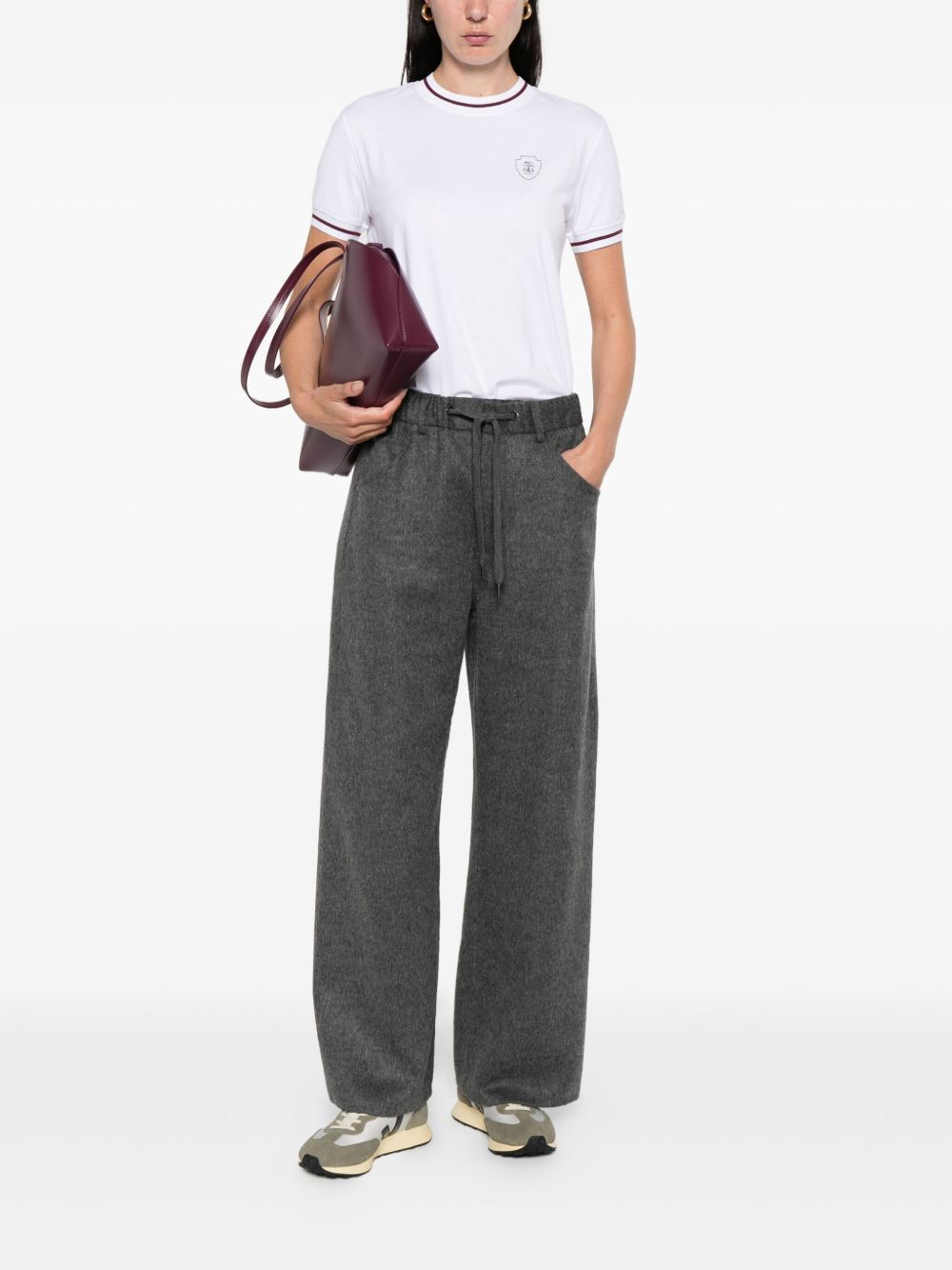 Brunello Cucinelli Wool-Blend Drawstring Trousers Grey Grey