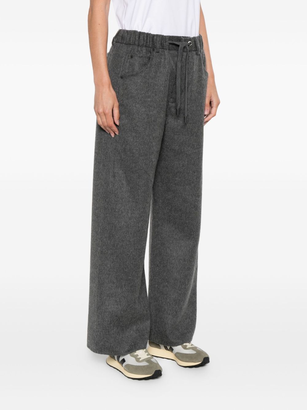 Brunello Cucinelli Wool-Blend Drawstring Trousers Grey Grey