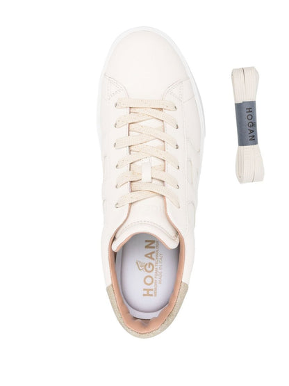 Hogan Pre Glitter-Detail Leather Sneakers Cream cream