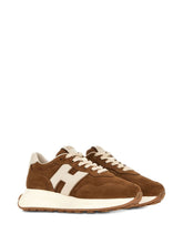 Hogan Pre H641 Leather Sneakers in Brown Leather Brown