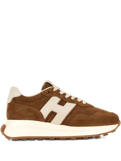 Hogan Pre H641 Leather Sneakers in Brown Leather Brown