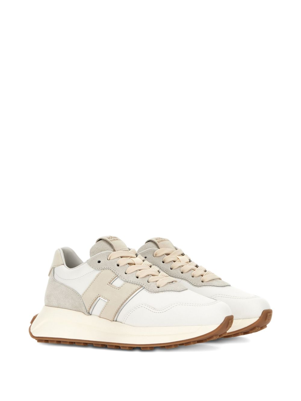 Hogan Pre H641 Leather and Suede Sneakers White White