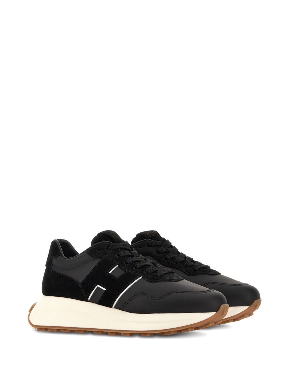 Hogan Pre H641 Leather Sneakers Black with Logo Patch Black