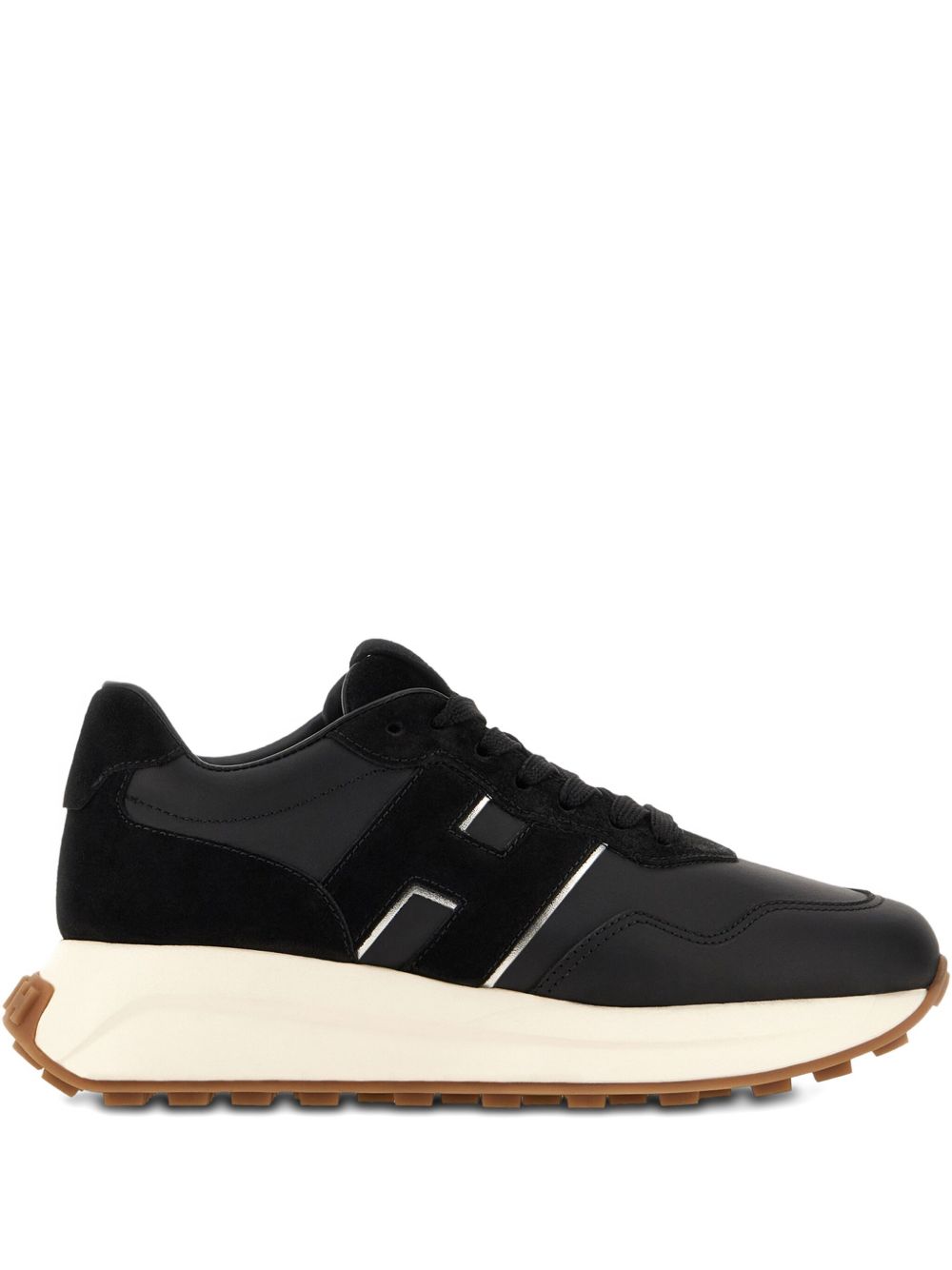 Hogan Pre H641 Leather Sneakers Black with Logo Patch Black
