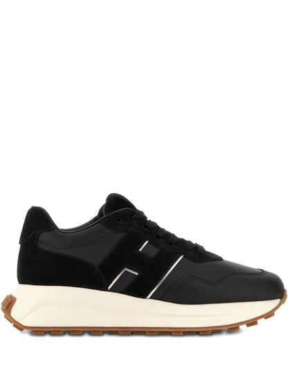 Hogan Pre H641 Leather Sneakers Black with Logo Patch Black