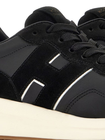 Hogan Pre H641 Leather Sneakers Black with Logo Patch Black