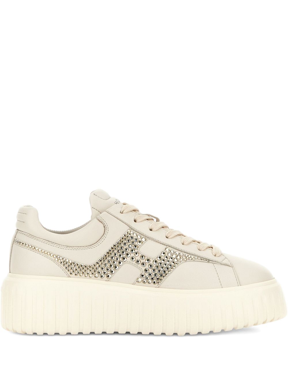 Hogan Pre H-Stripes Leather Sneakers Ivory Ivory