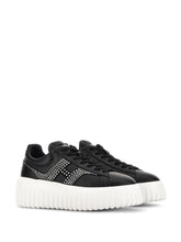 Hogan Pre H-Stripes Leather Flatform Sneakers Black