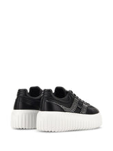 Hogan Pre H-Stripes Leather Flatform Sneakers Black