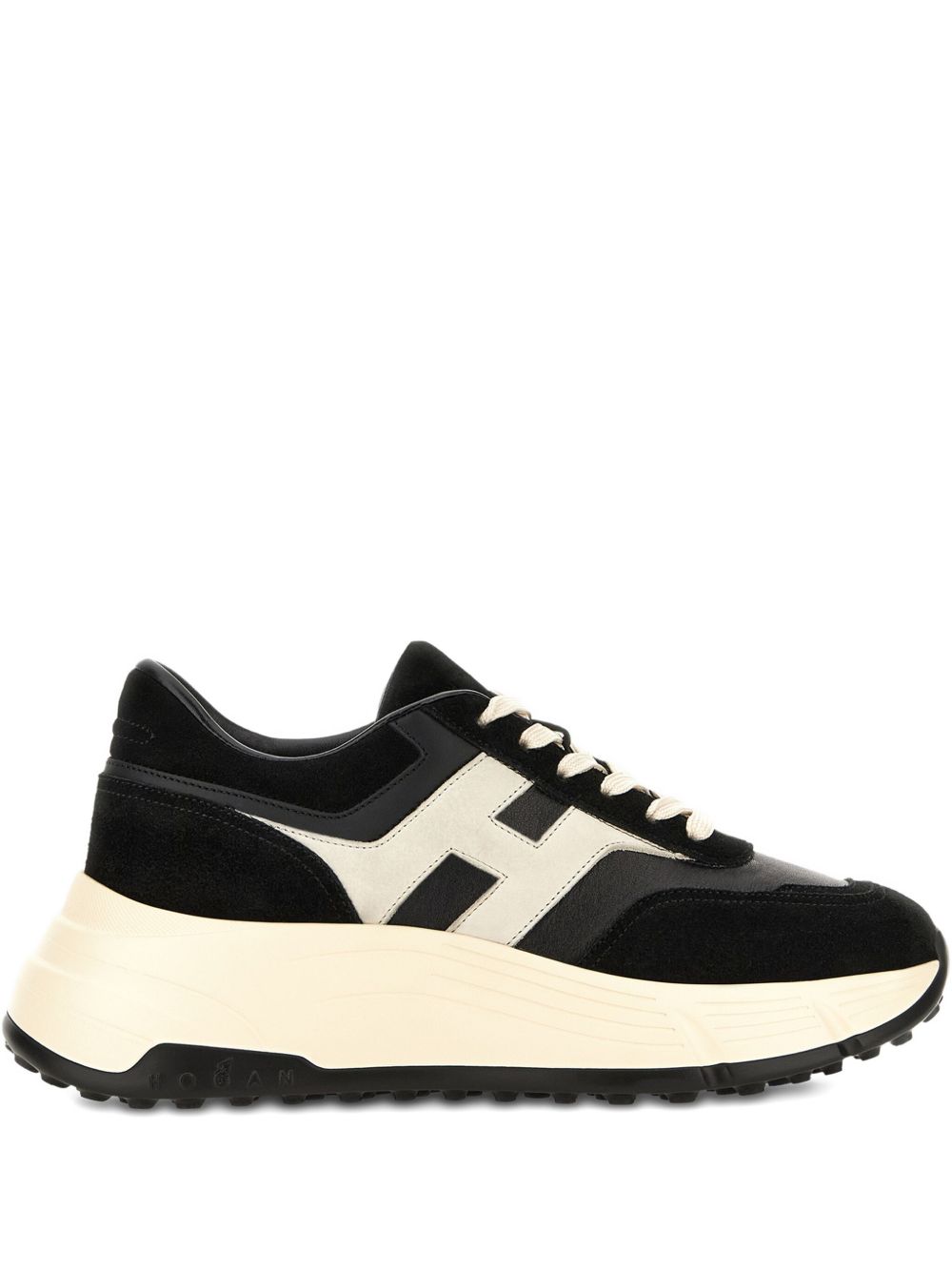 Hogan Pre Hi-Fi Leather and Suede Low-Top Sneakers Black Black
