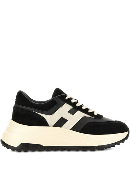 Hogan Pre Hi-Fi Leather and Suede Low-Top Sneakers Black Black