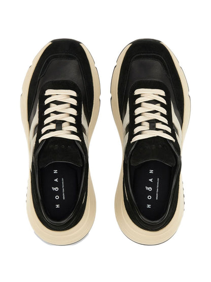 Hogan Pre Hi-Fi Leather and Suede Low-Top Sneakers Black Black