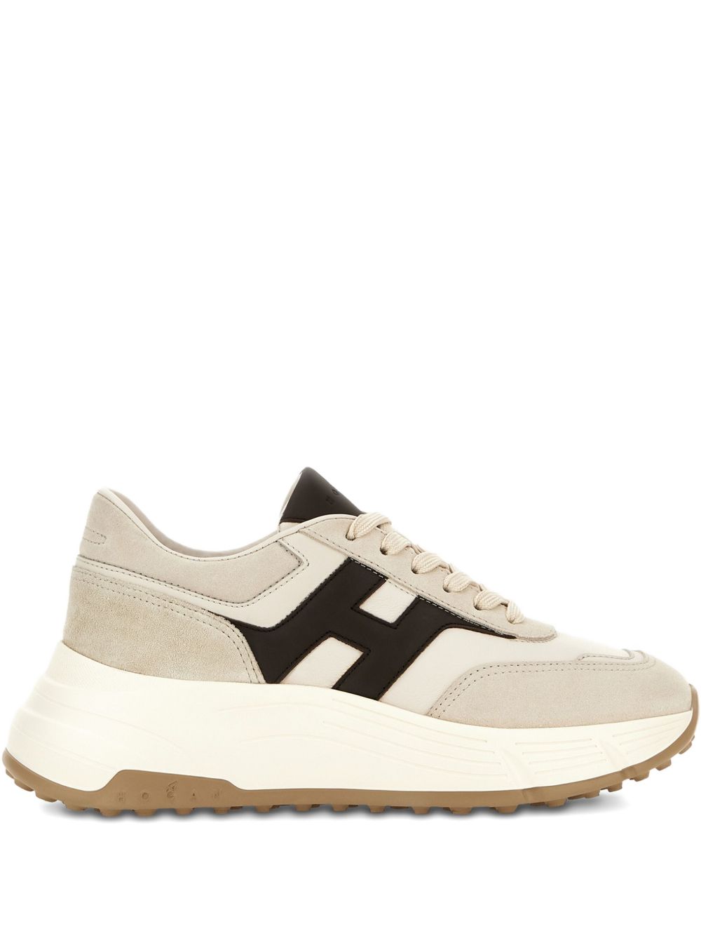 Hogan Pre Hi-Fi Lambskin and Calf Suede Sneakers Beige