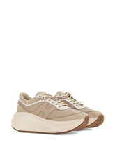 Hogan Pre Shearling-Trimmed H696 Leather and Sheepskin Sneakers Beige Beige