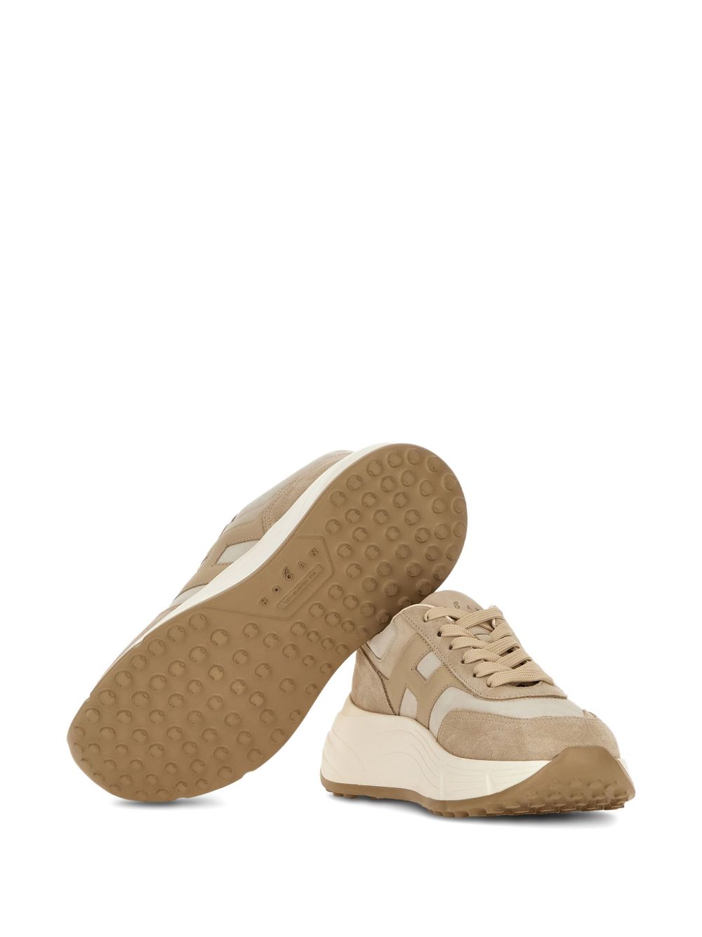 Hogan Pre Hi-Fi Light Beige Calfskin and Fabric Sneakers Beige