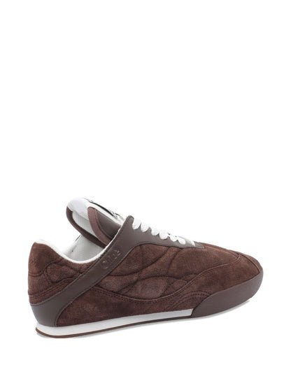 Chloè Kick Quilted Suede Leather Sneakers Brown