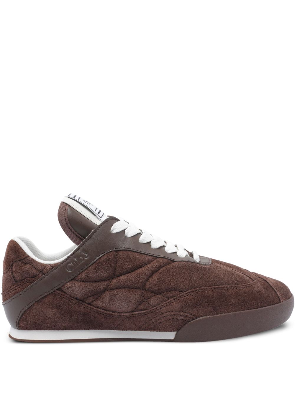 Chloè Kick Quilted Suede Leather Sneakers Brown