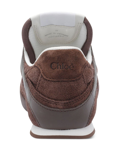 Chloè Kick Quilted Suede Leather Sneakers Brown