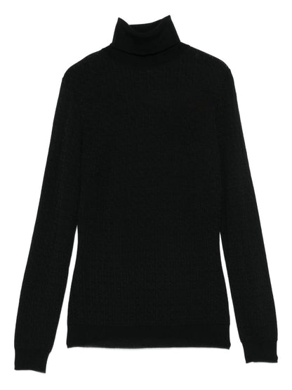 Elisabetta Franchi Ribbed Wool-Blend Turtleneck Sweater Black Black