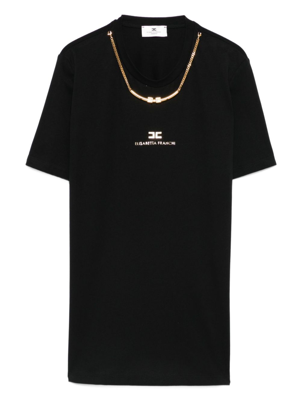 Elisabetta Franchi Chain-Embellished Cotton T-Shirt Black Black