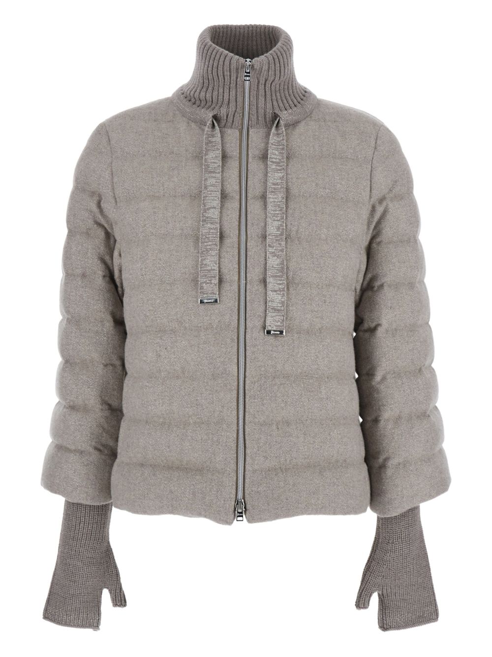 Herno Quilted Down High Neck Jacket in Powder Powder