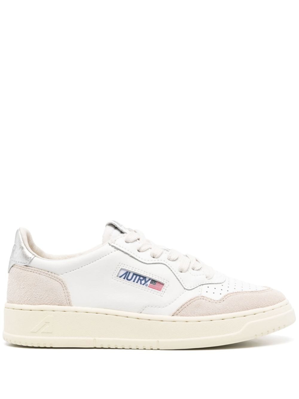 Autry Medalist Low Panelled Leather Sneakers Silver silver