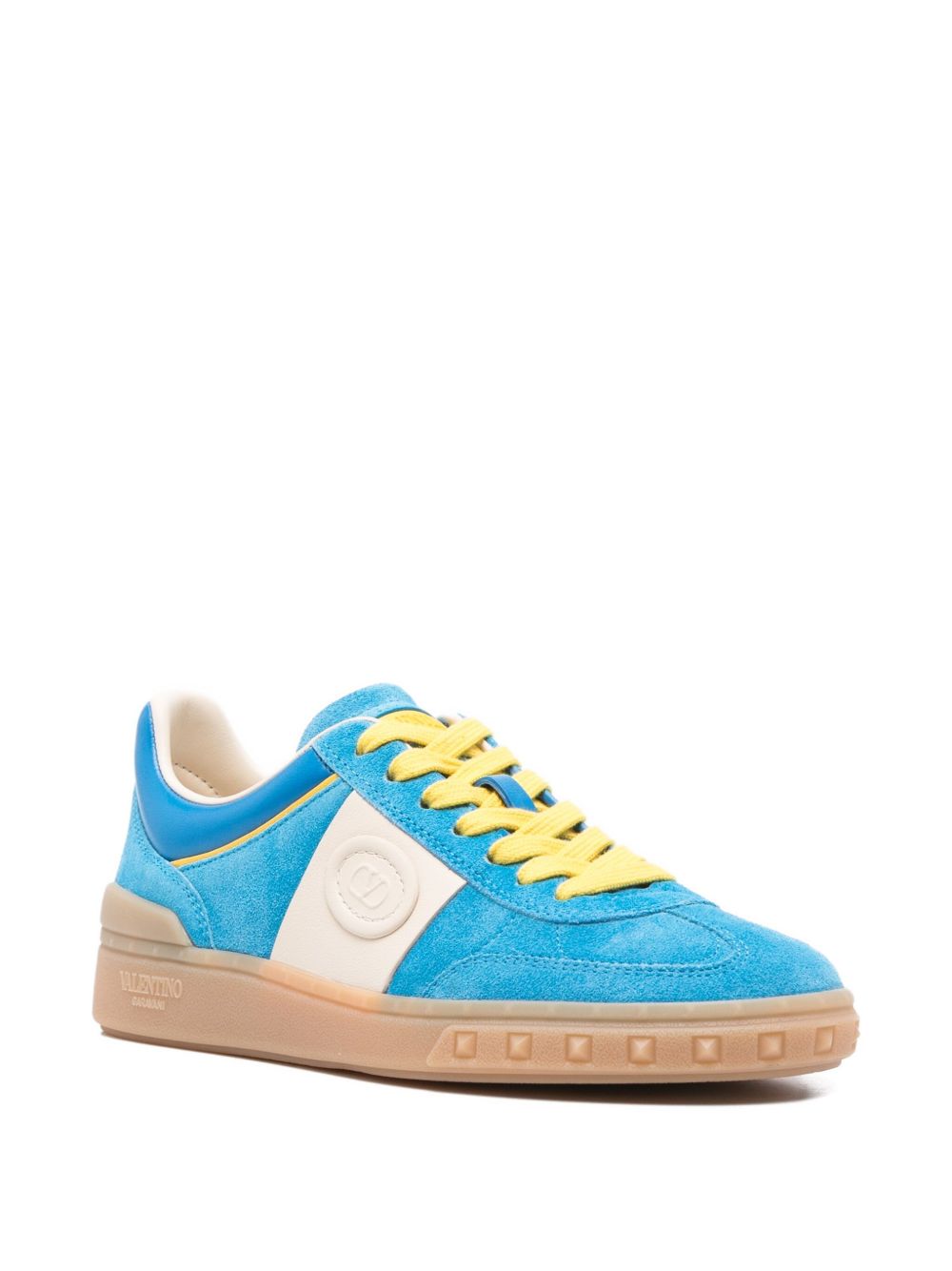 Valentino Garavani Low Top Upvillage Split Suede and Nylon Sneakers Clear Blue