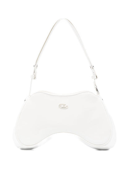 Diesel Play White Patent Curved Shoulder Bag White