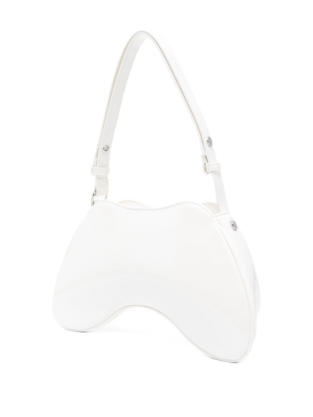 Diesel Play White Patent Curved Shoulder Bag White