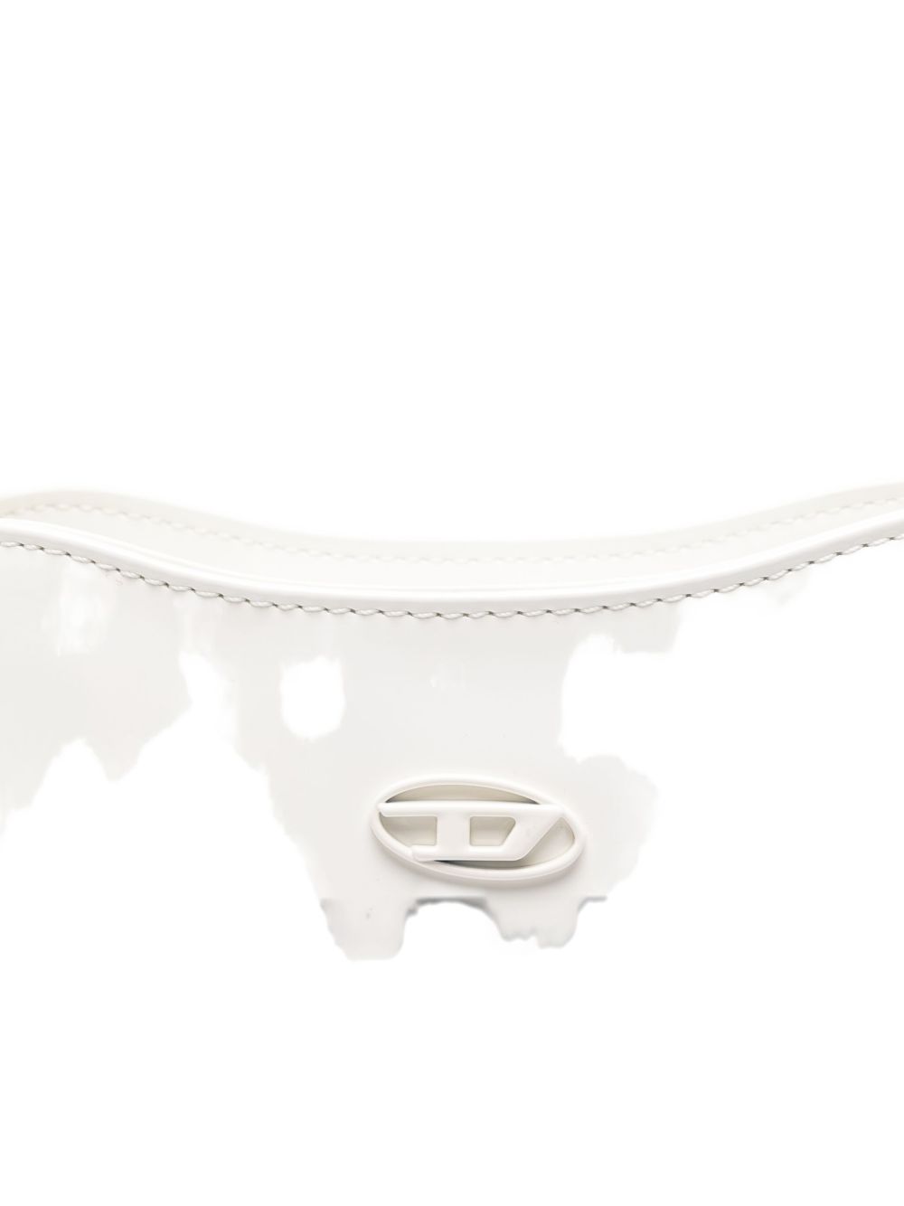 Diesel Play White Patent Curved Shoulder Bag White