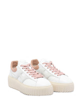 Hogan Pre H-Stripes Powder Leather Platform Sneakers Powder