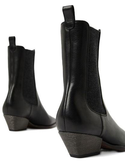Brunello Cucinelli Leather Chelsea Boots Black Black