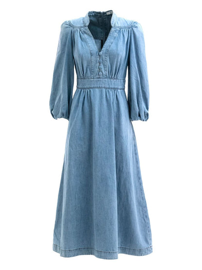 Zimmermann Silk-Effect Denim Midi Dress Blue