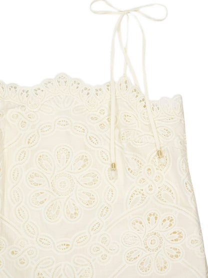 Zimmermann Floral-Embroidered Midi Dress Ivory