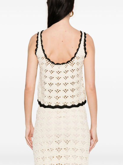 Zimmermann Rhiannon Crochet Cotton Tank Top Beige