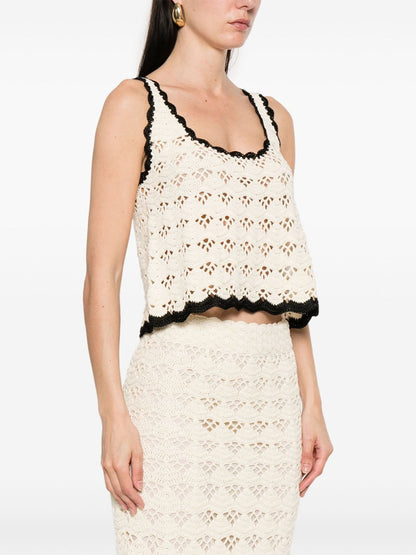 Zimmermann Rhiannon Crochet Cotton Tank Top Beige