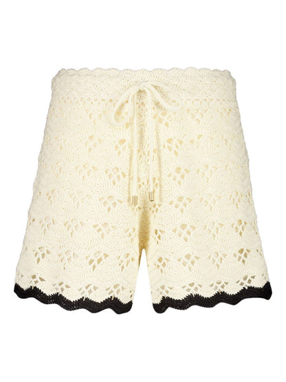 Zimmermann Rhiannon Crochet Cotton Shorts Beige