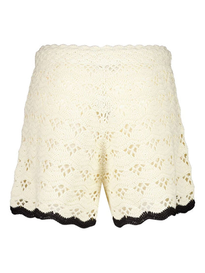 Zimmermann Rhiannon Crochet Cotton Shorts Beige
