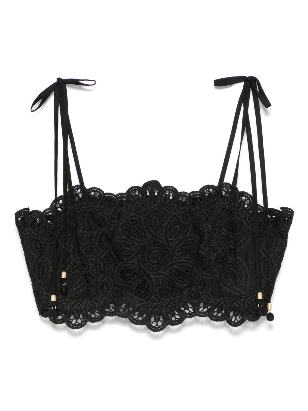 Zimmermann Rhiannon Embroidered Scalloped Corset Top Black black