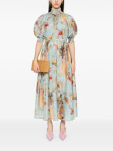 Zimmermann Ascension Printed Silk Dress Clear Blue