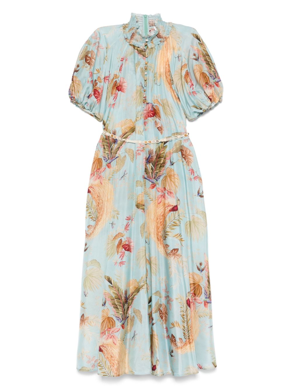Zimmermann Ascension Printed Silk Dress Clear Blue