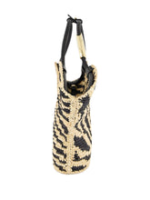 Zimmermann Goldentime Small Raffia and Silk Shopper Bag Black