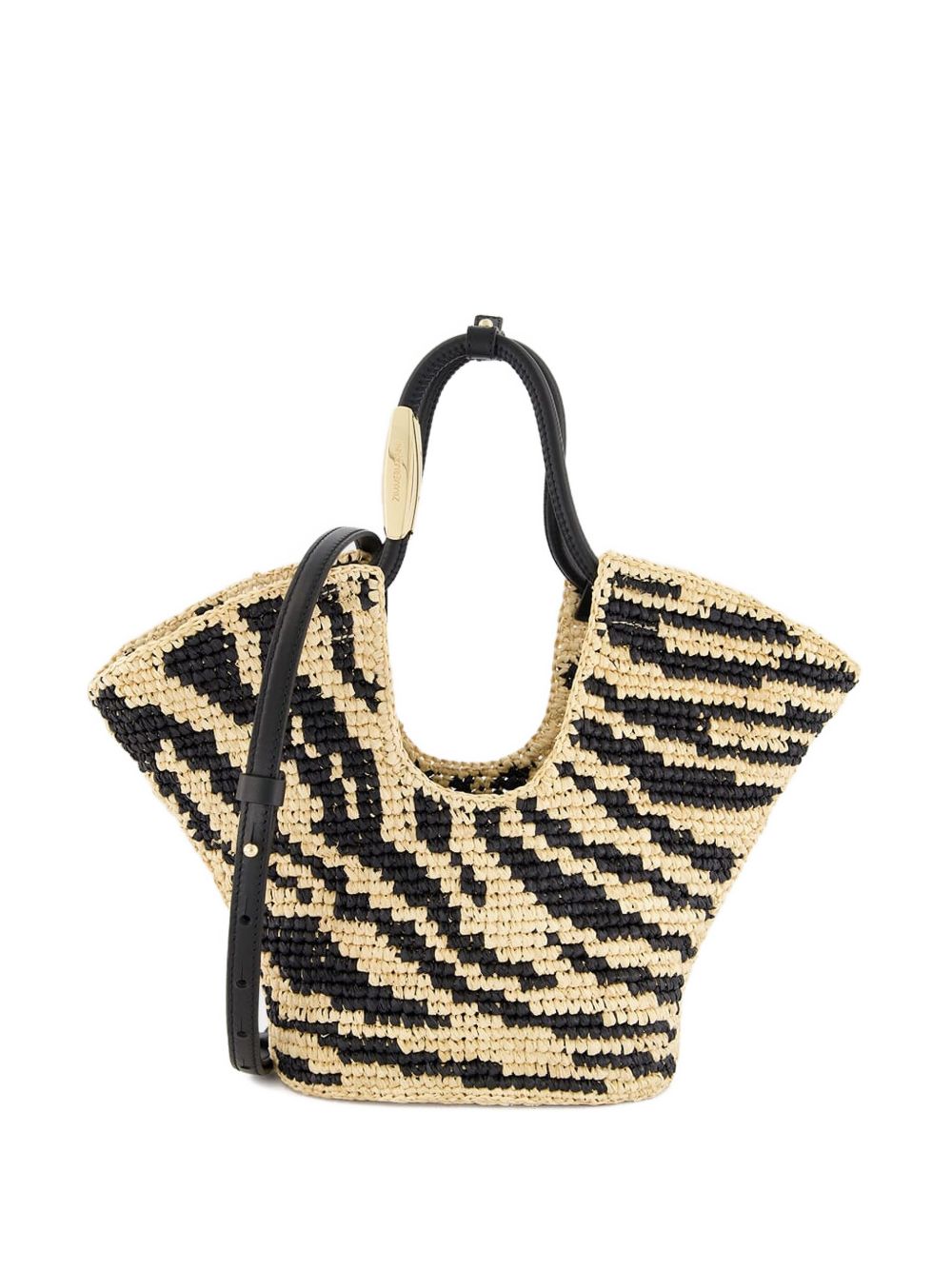 Zimmermann Goldentime Small Raffia and Silk Shopper Bag Black